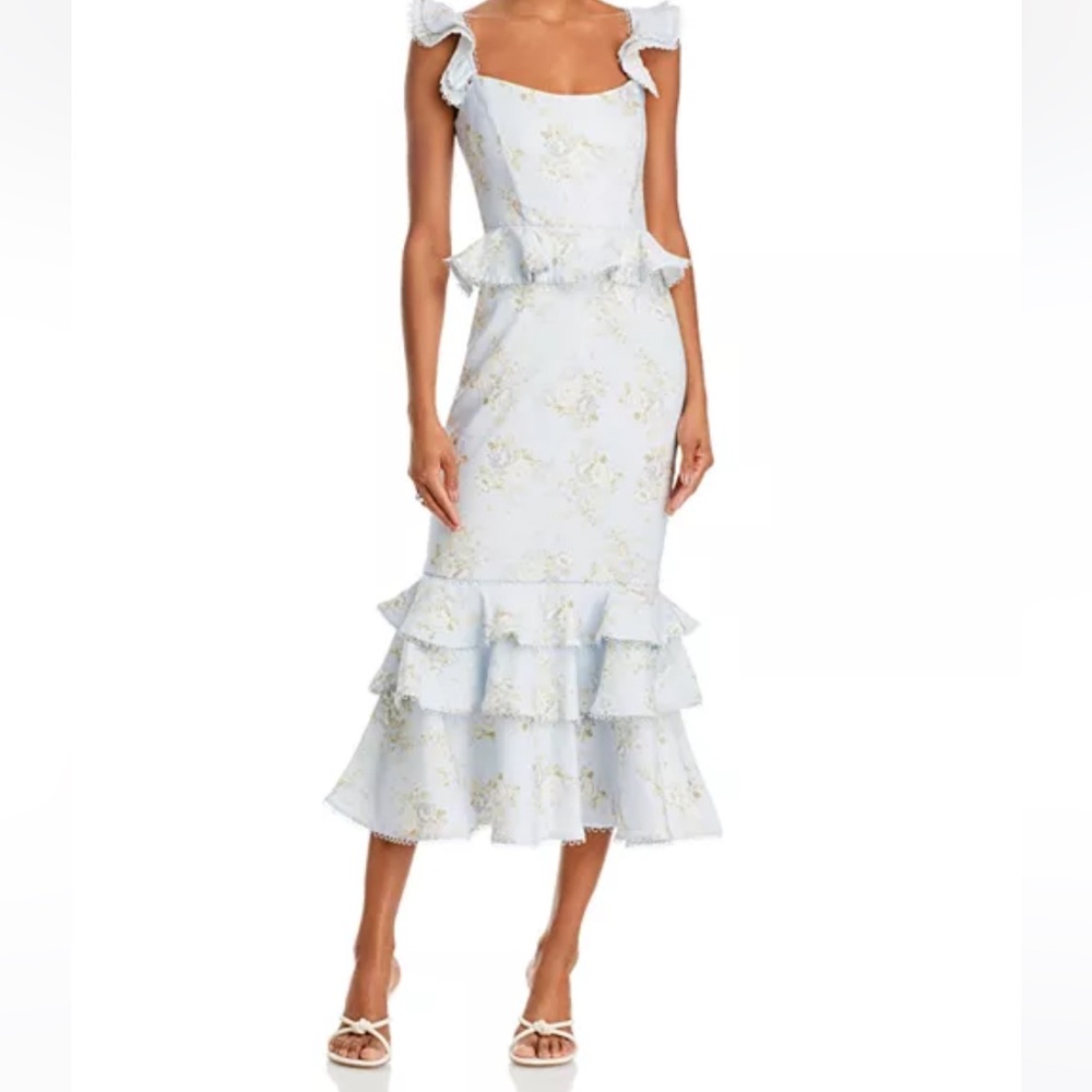 V. Chapman Violet Ruffle Midi Dress